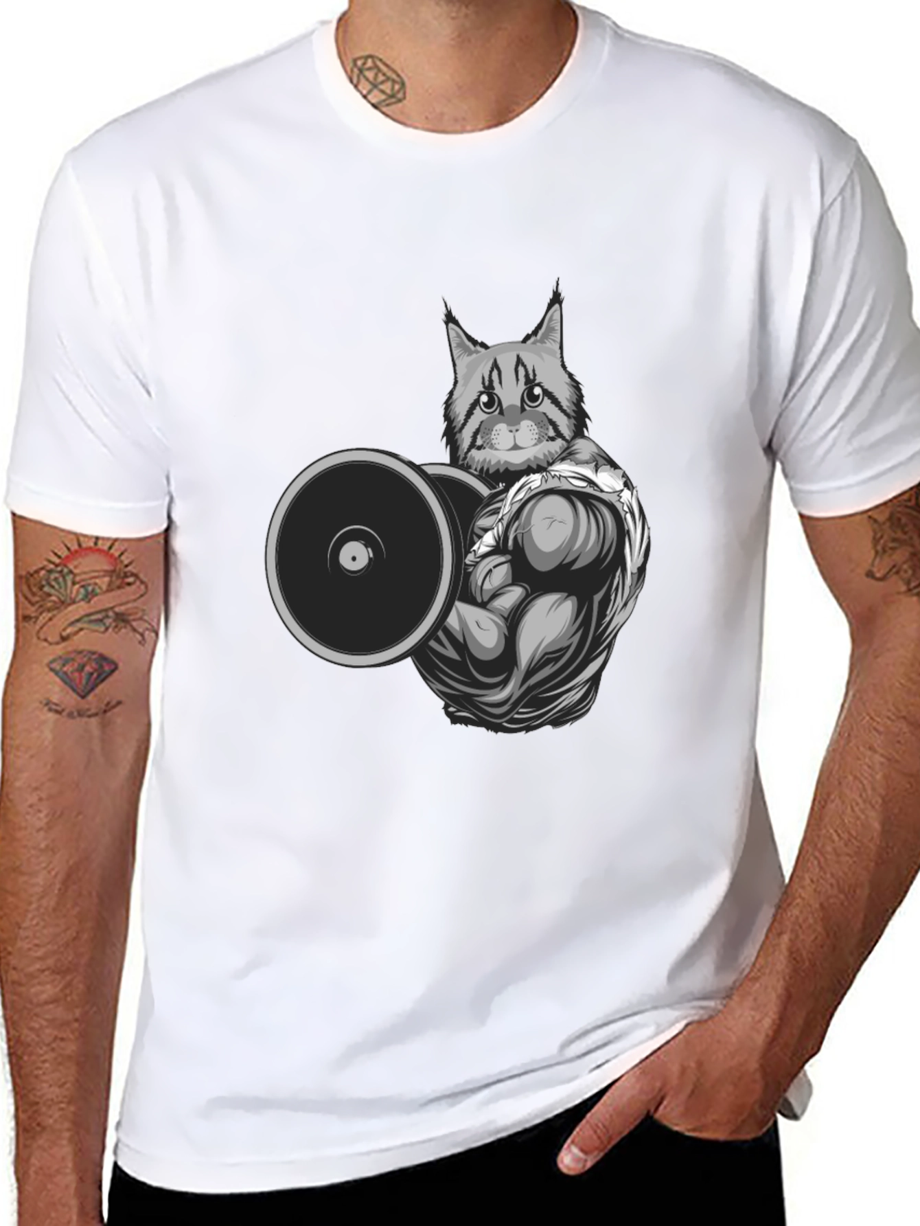 Cat Lifting Weights T-Shirt