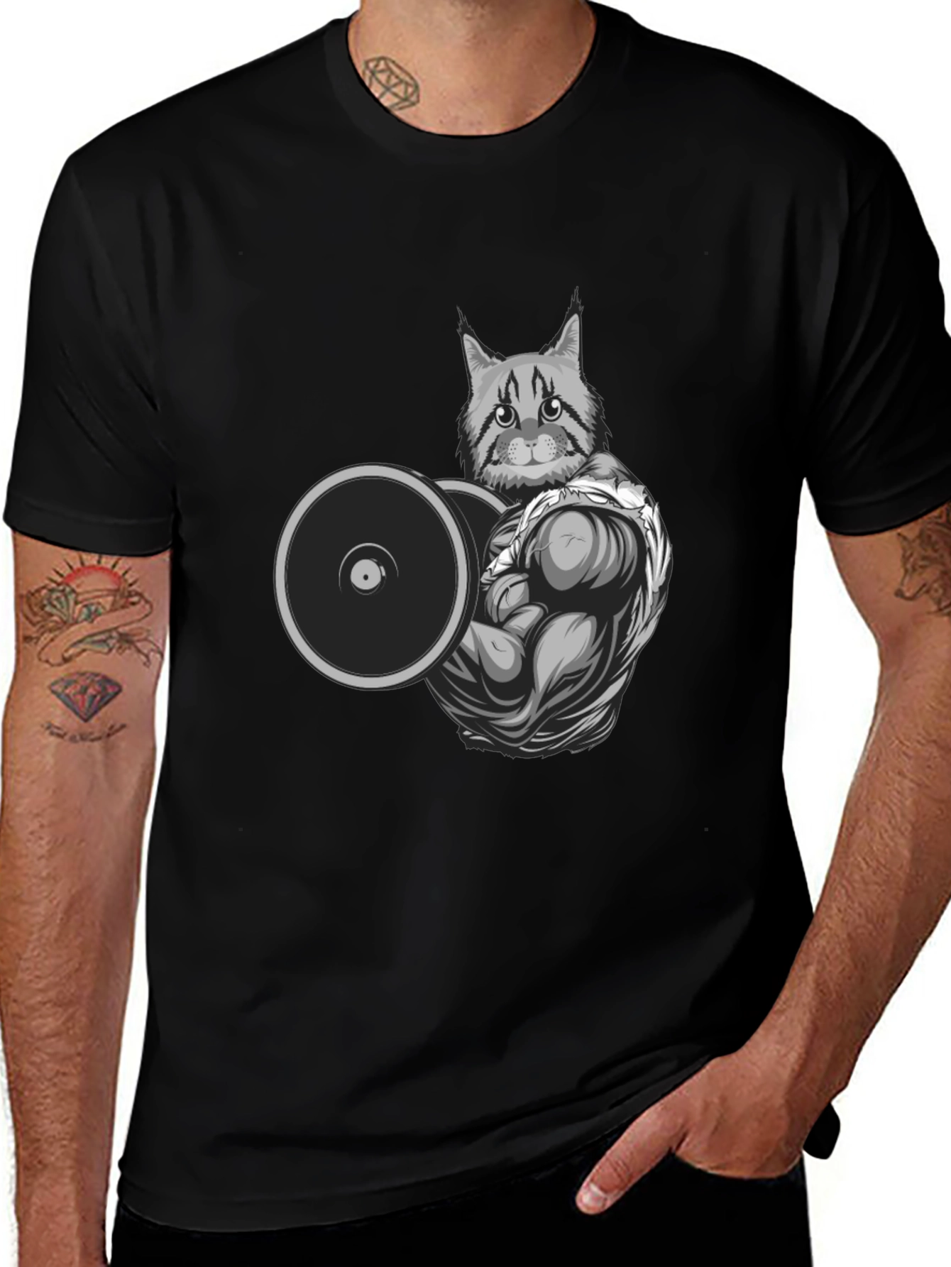 Cat Lifting Weights T-Shirt