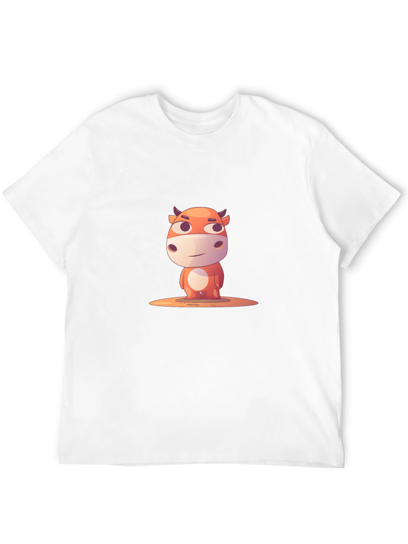 Cartoon Cow Graphic T-Shirt - Black