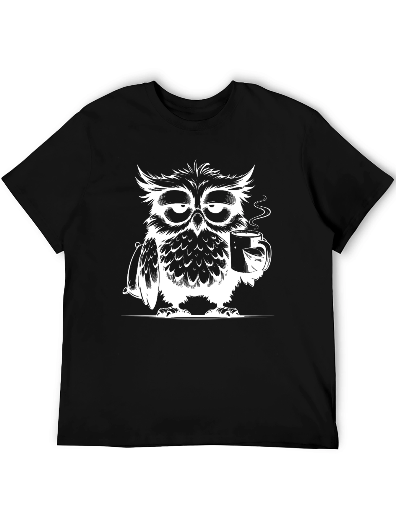 Sleepy Owl Coffee Lover Graphic T-Shirt