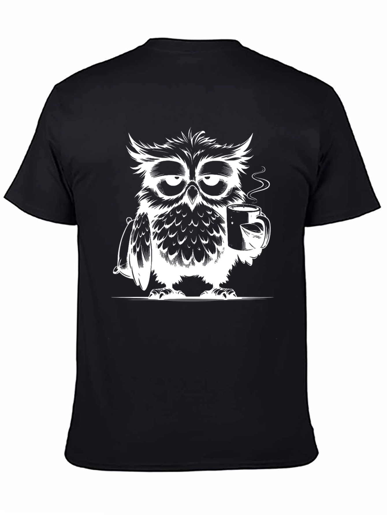 Sleepy Owl Coffee Lover Graphic T-Shirt