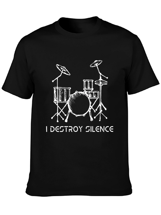 I Destroy Silence Drum Set Graphic T-Shirt