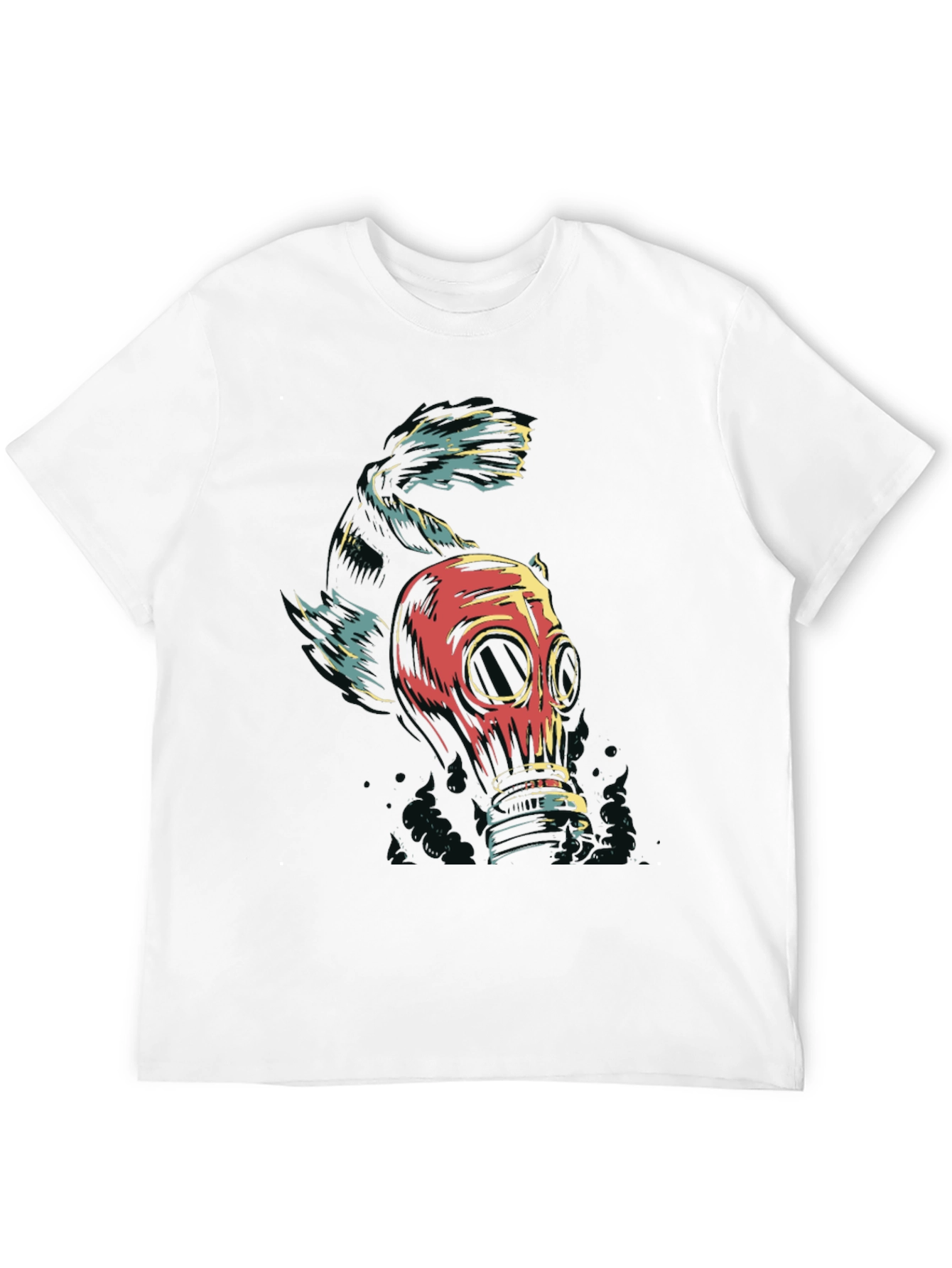 Gas Mask Fish Graphic Tee - Black Unisex T-Shirt