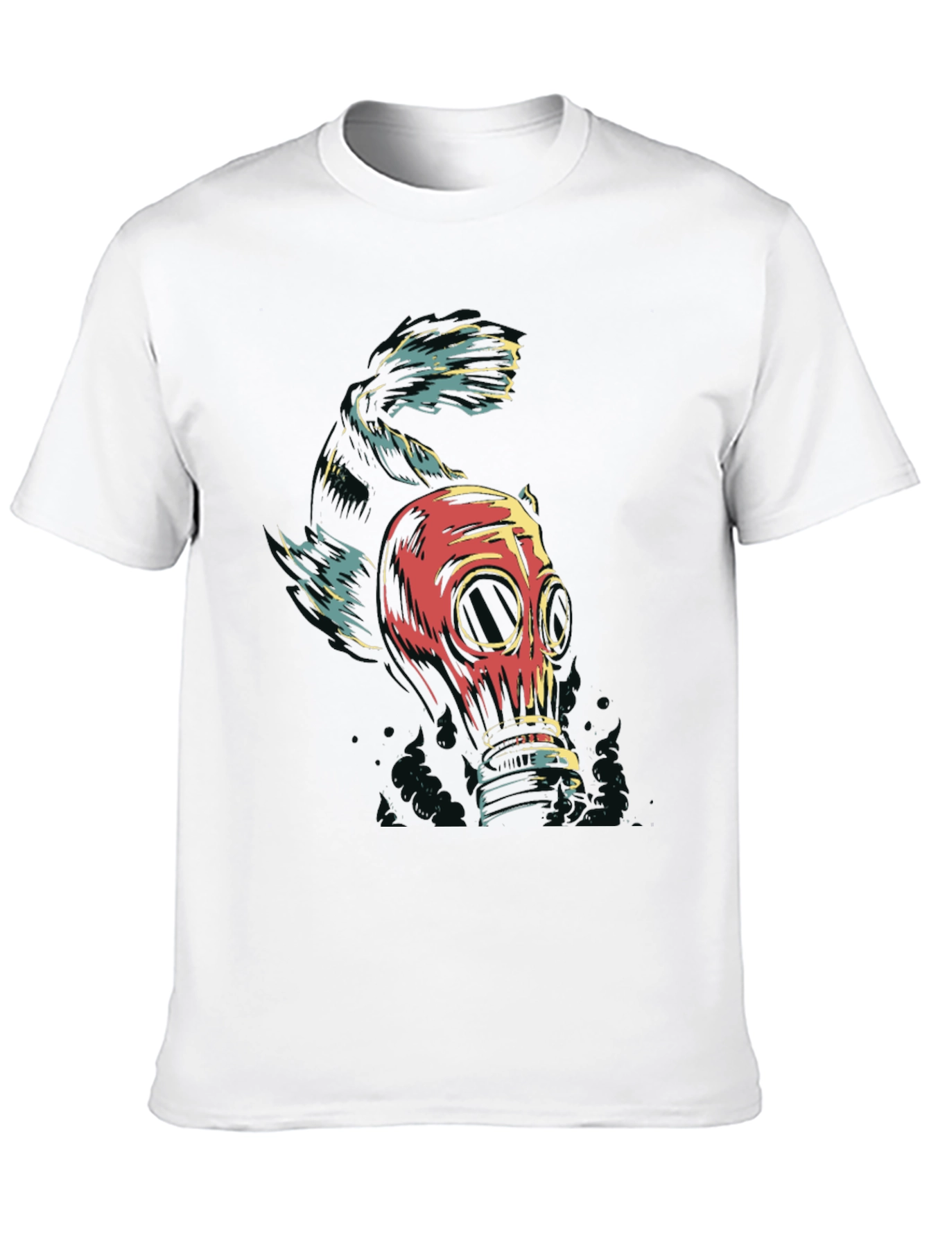 Gas Mask Fish Graphic Tee - Black Unisex T-Shirt