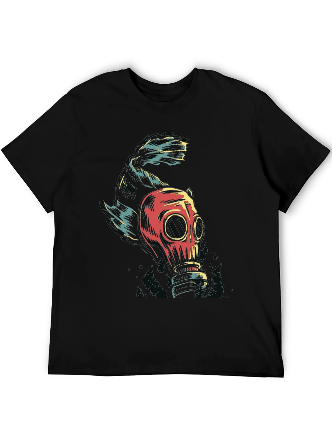 Gas Mask Fish Graphic Tee - Black Unisex T-Shirt