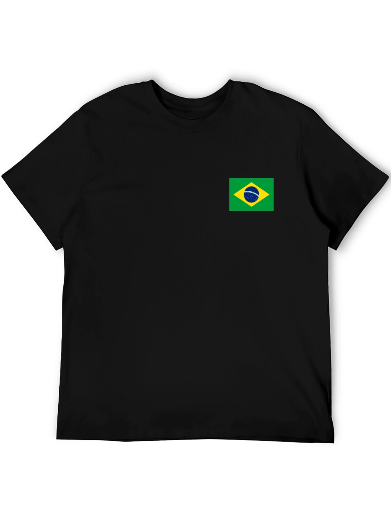 Black T-Shirt with Brazil Flag Patch