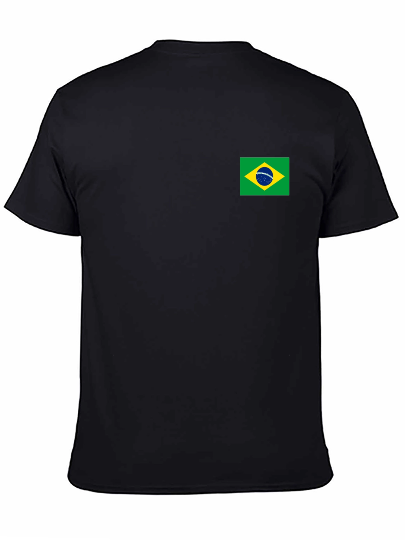 Black T-Shirt with Brazil Flag Patch