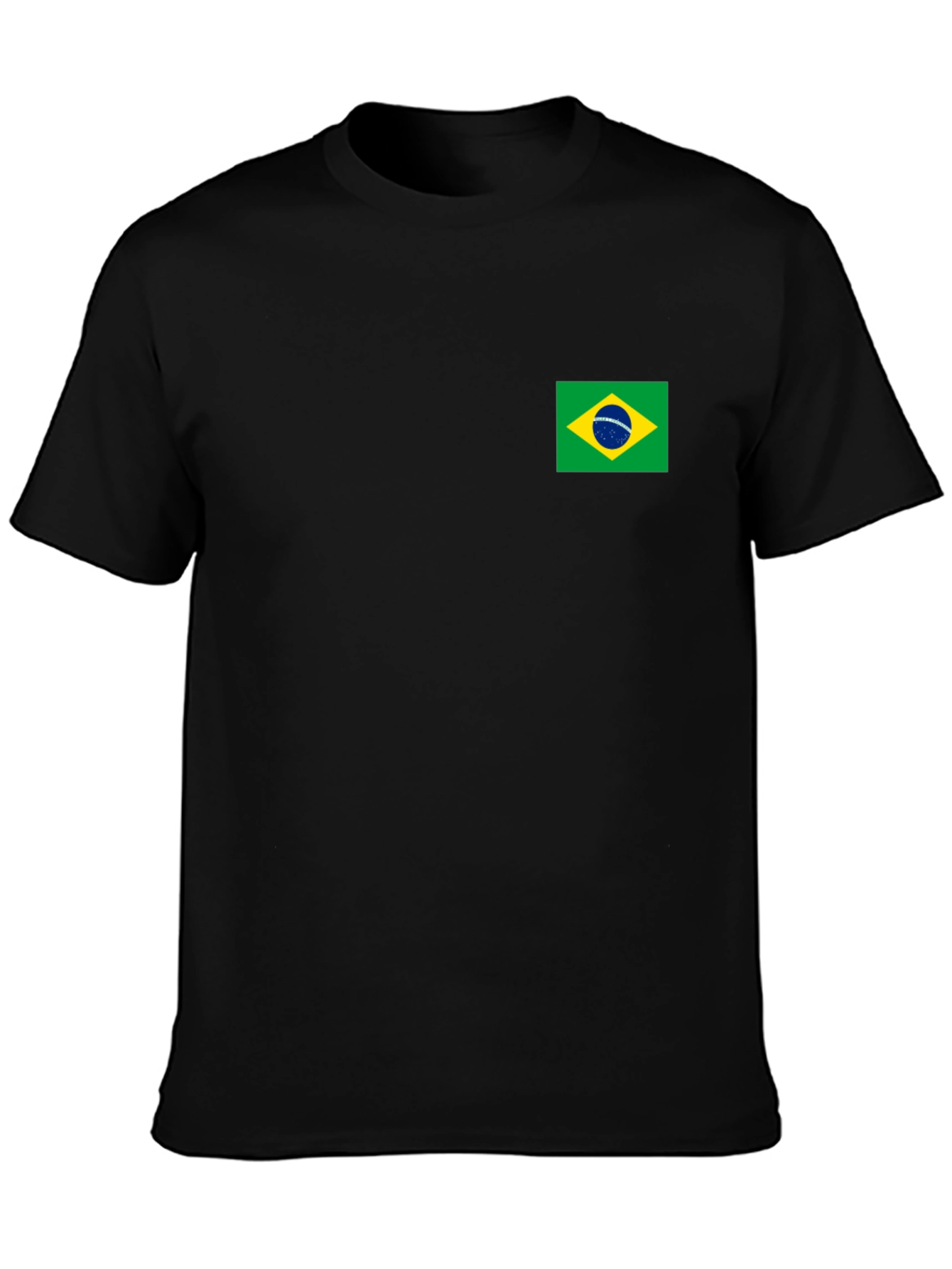Black T-Shirt with Brazil Flag Patch