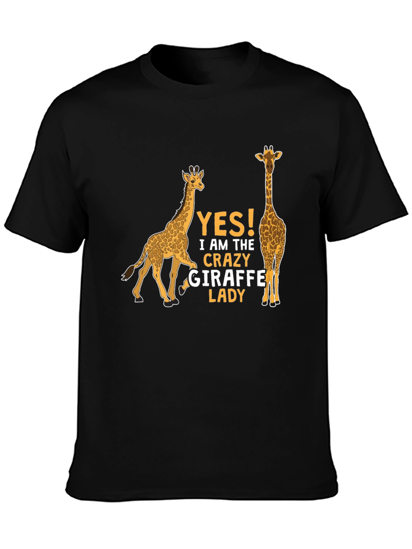 Crazy Giraffe Lady T-Shirt - Black