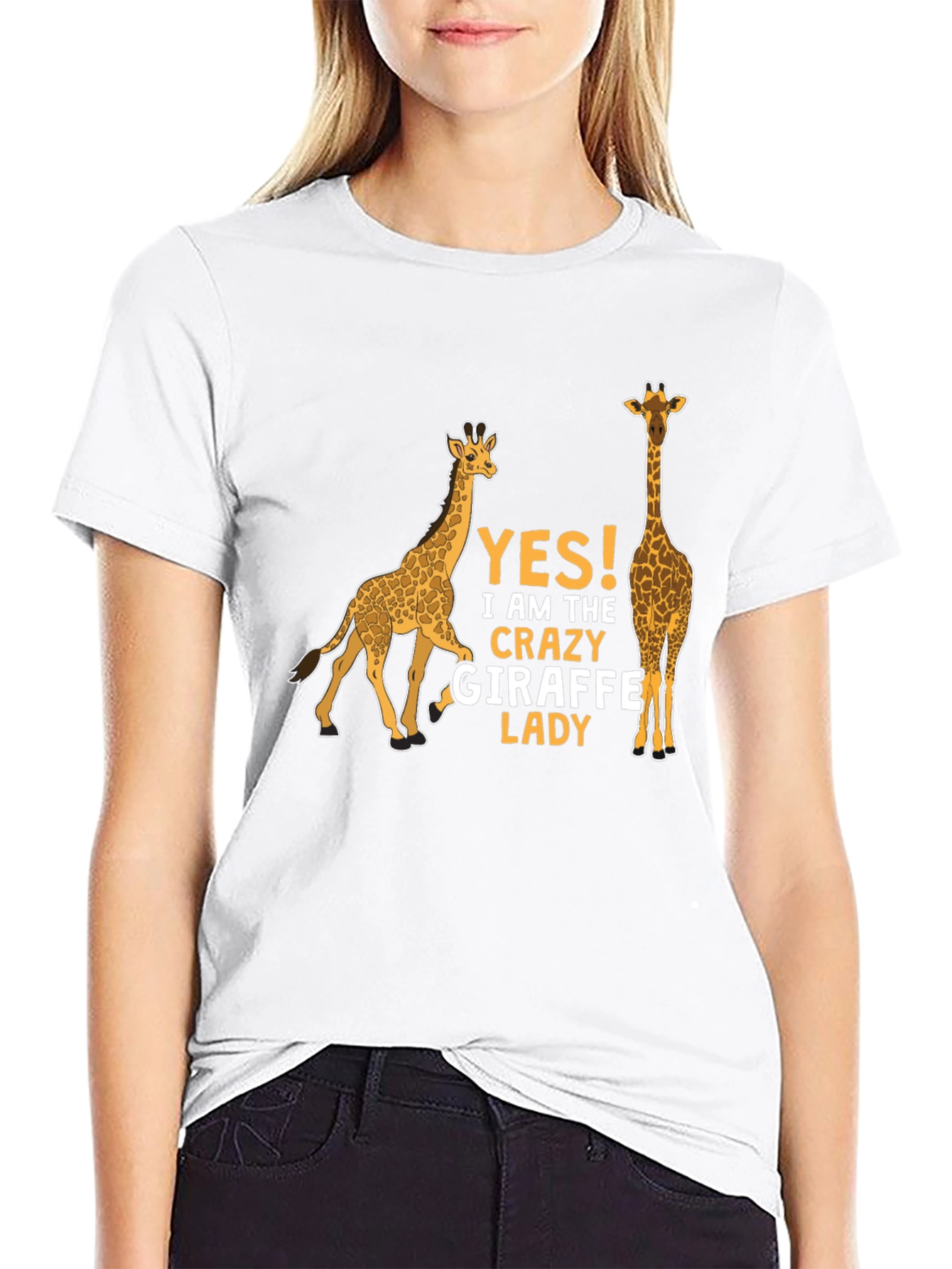 Crazy Giraffe Lady T-Shirt - Black
