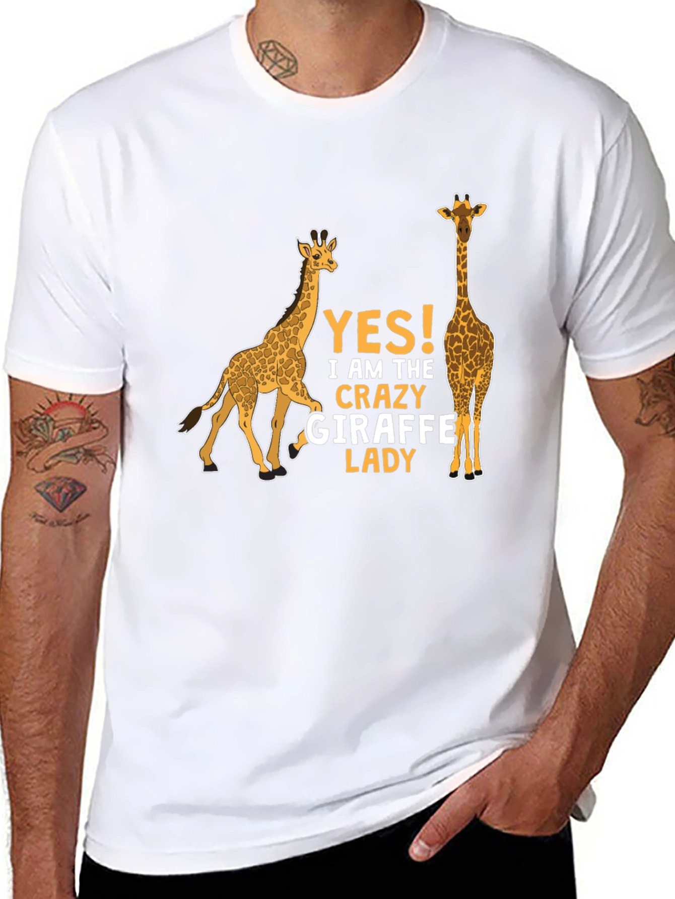 Crazy Giraffe Lady T-Shirt - Black