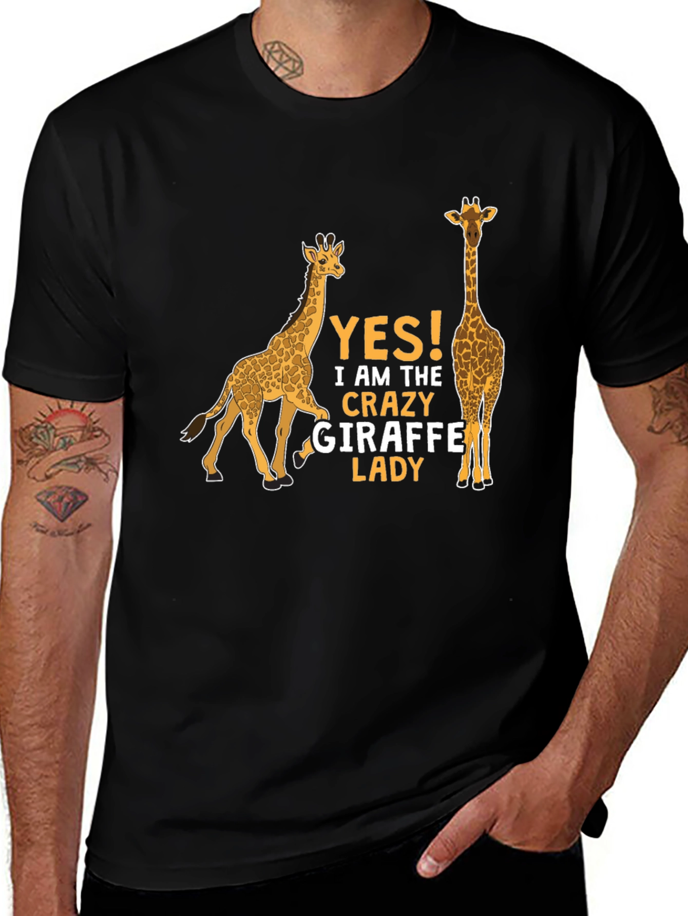 Crazy Giraffe Lady T-Shirt - Black