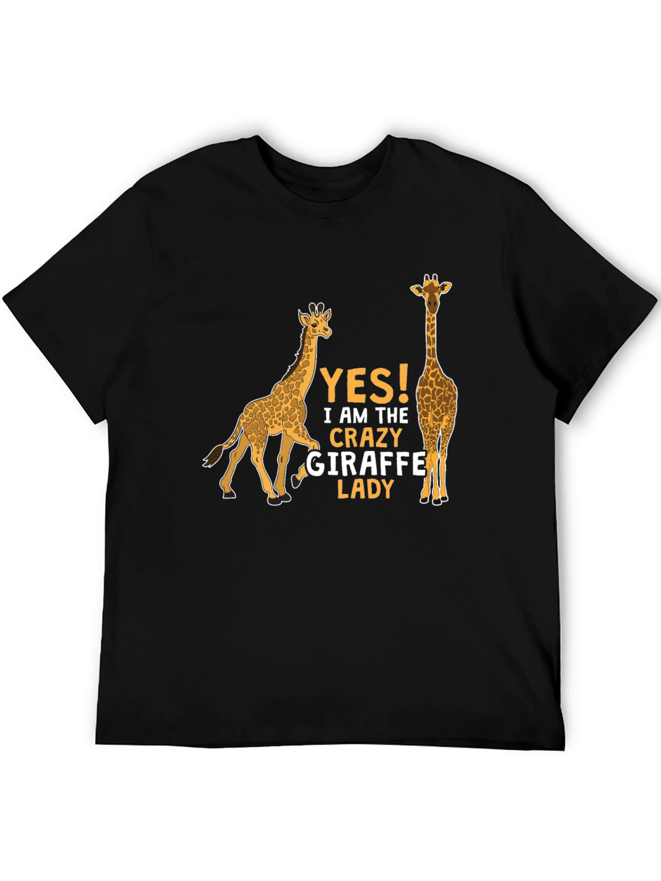 Crazy Giraffe Lady T-Shirt - Black