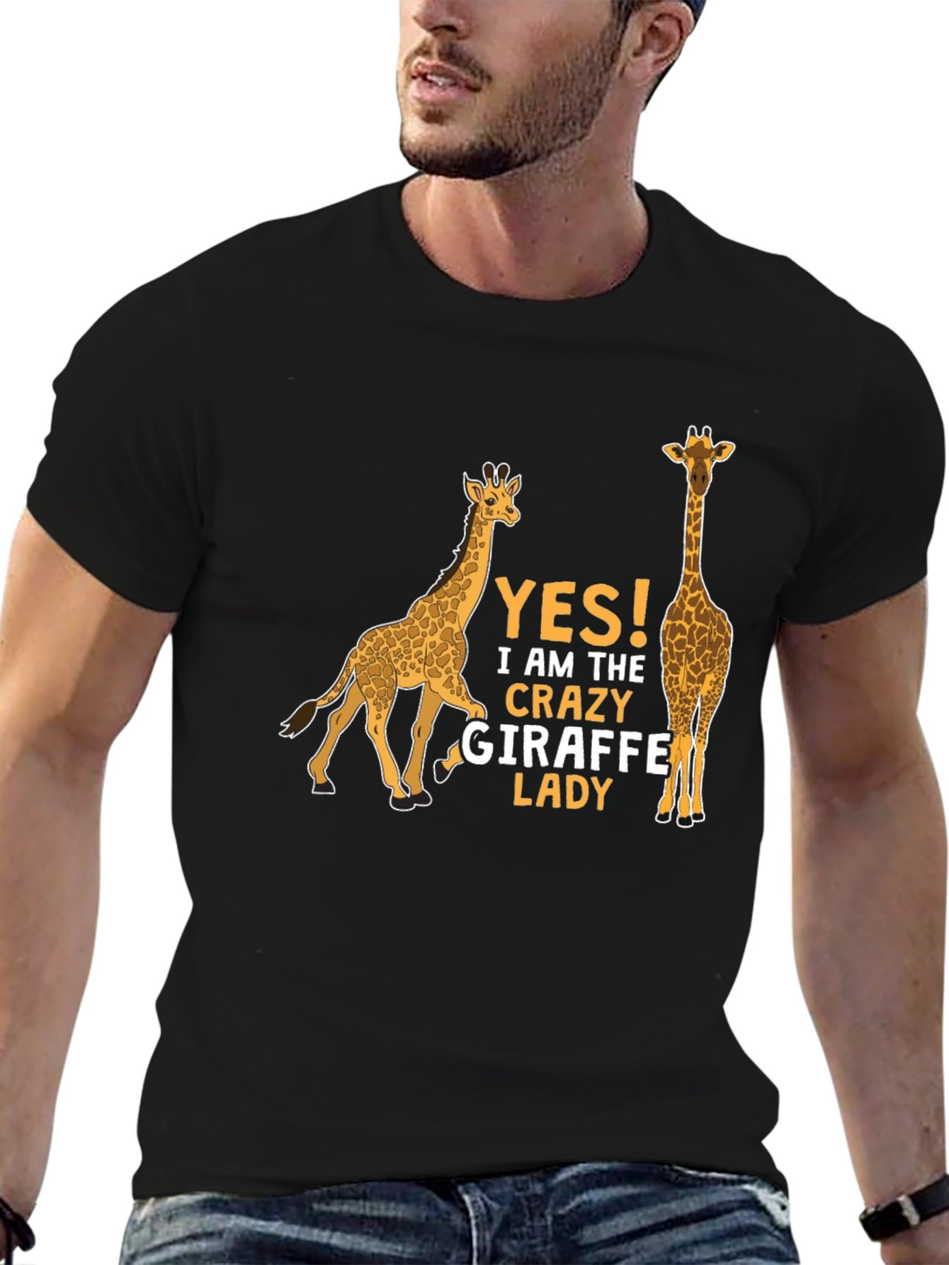 Crazy Giraffe Lady T-Shirt - Black