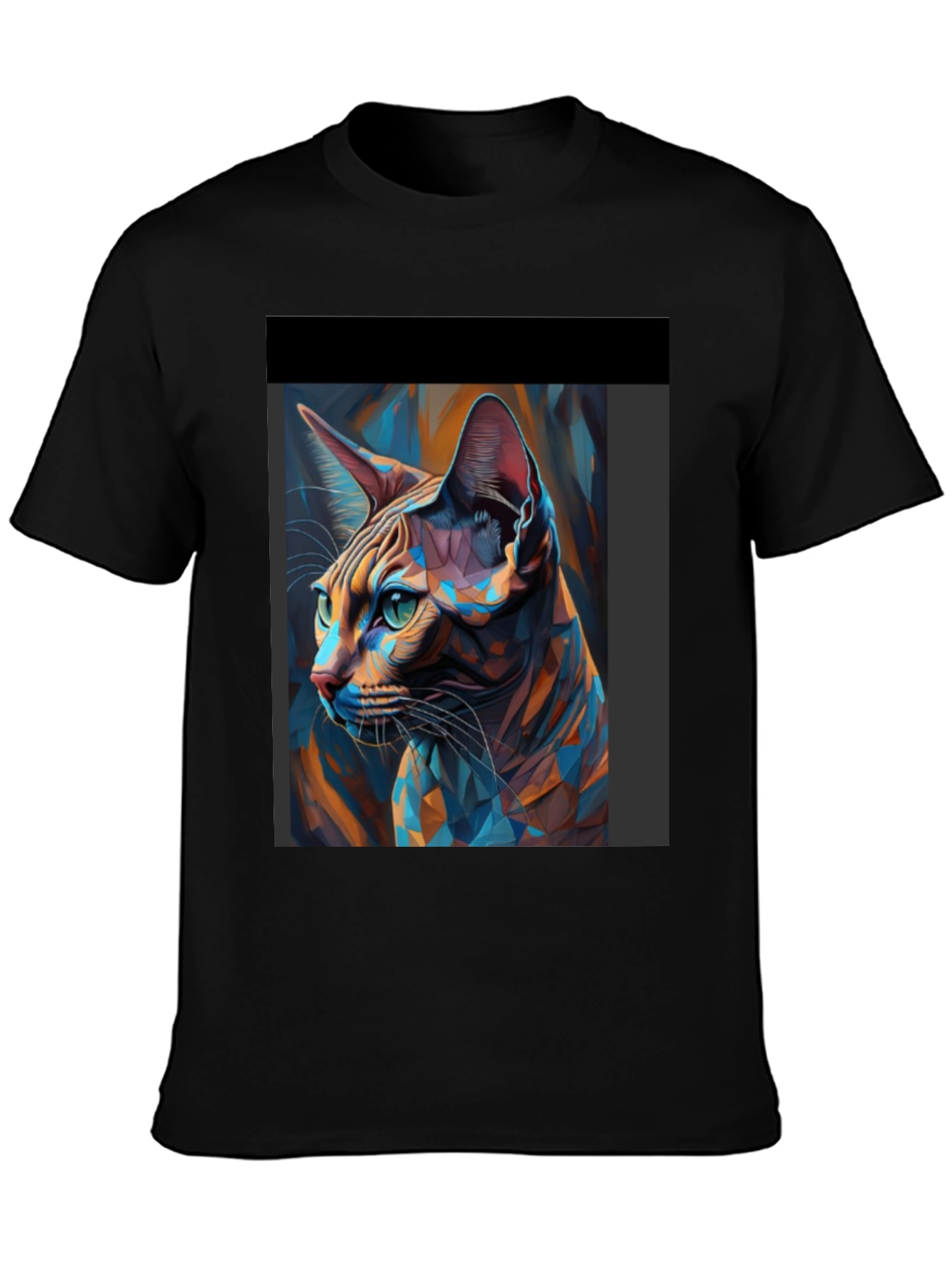 Abstract Cat Art Black T-Shirt