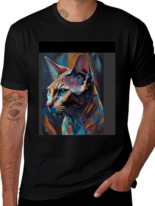 Abstract Cat Art Black T-Shirt