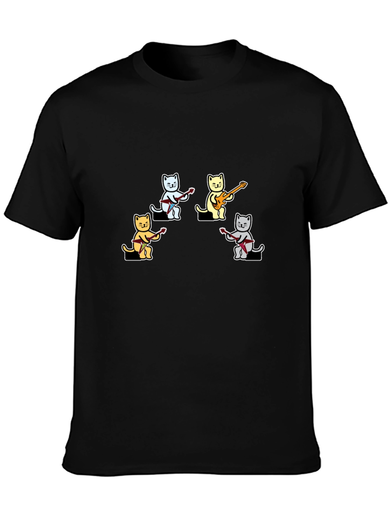 Cat Band Graphic T-Shirt - Cool Music Lover Tee