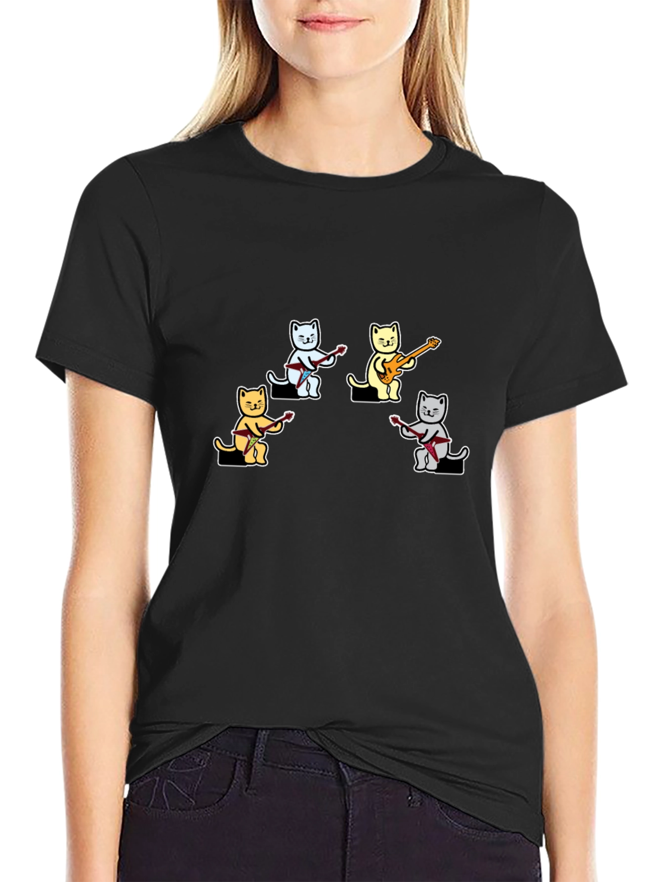Cat Band Graphic T-Shirt - Cool Music Lover Tee