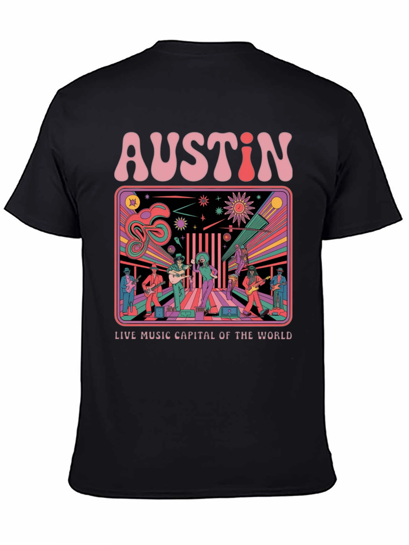 Austin Live Music T-Shirt - Retro Design