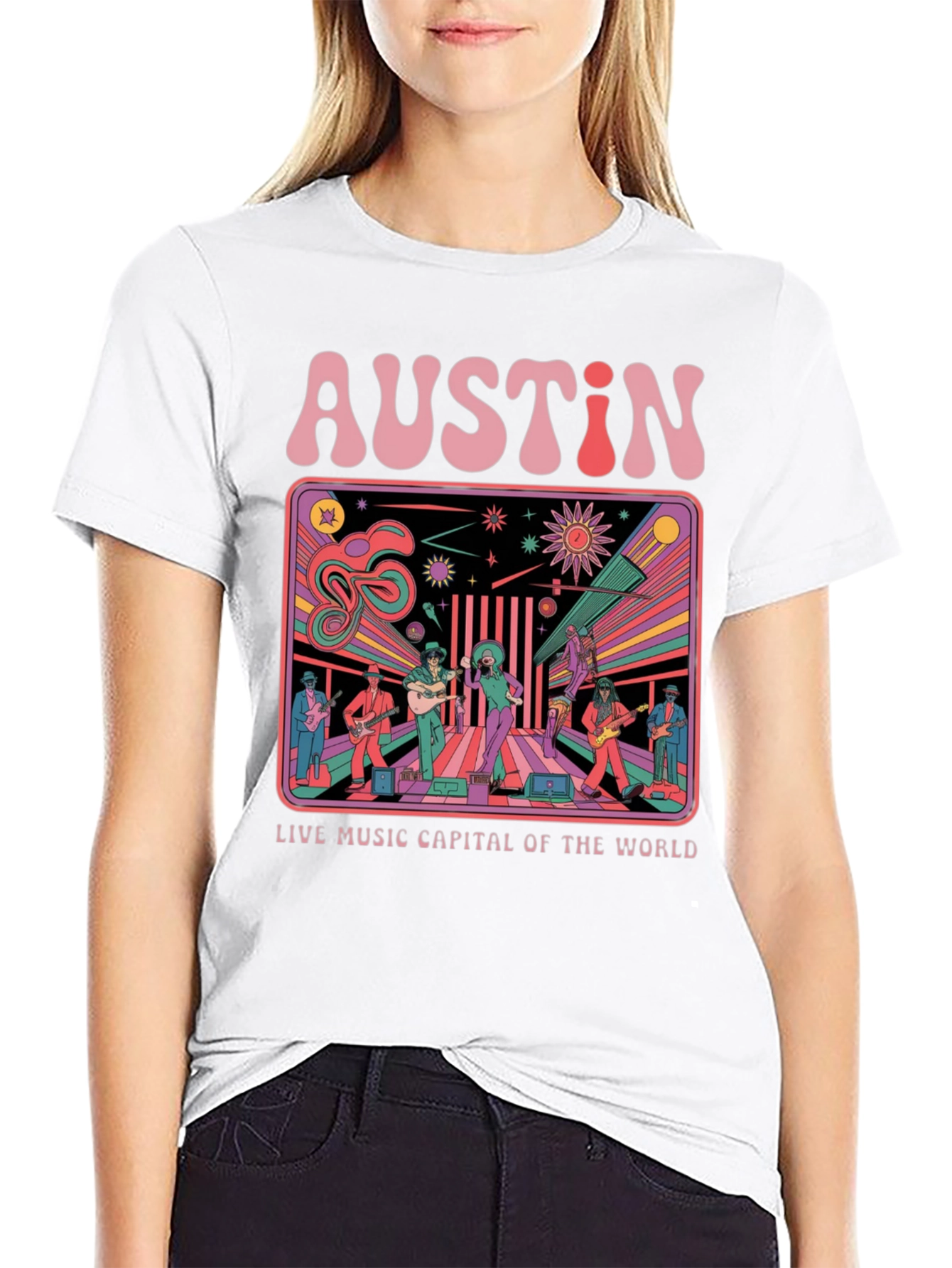 Austin Live Music T-Shirt - Retro Design
