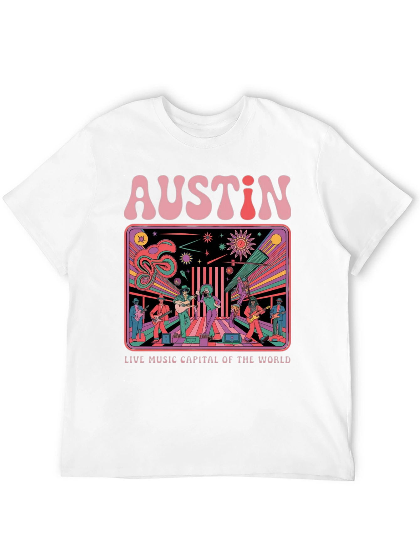 Austin Live Music T-Shirt - Retro Design