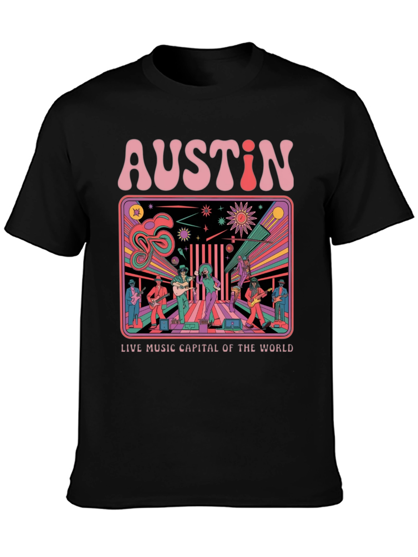 Austin Live Music T-Shirt - Retro Design