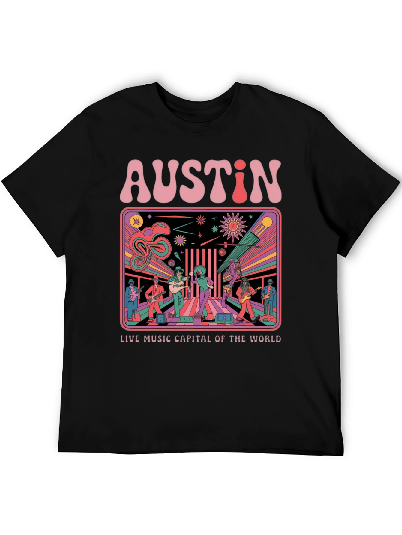 Austin Live Music T-Shirt - Retro Design