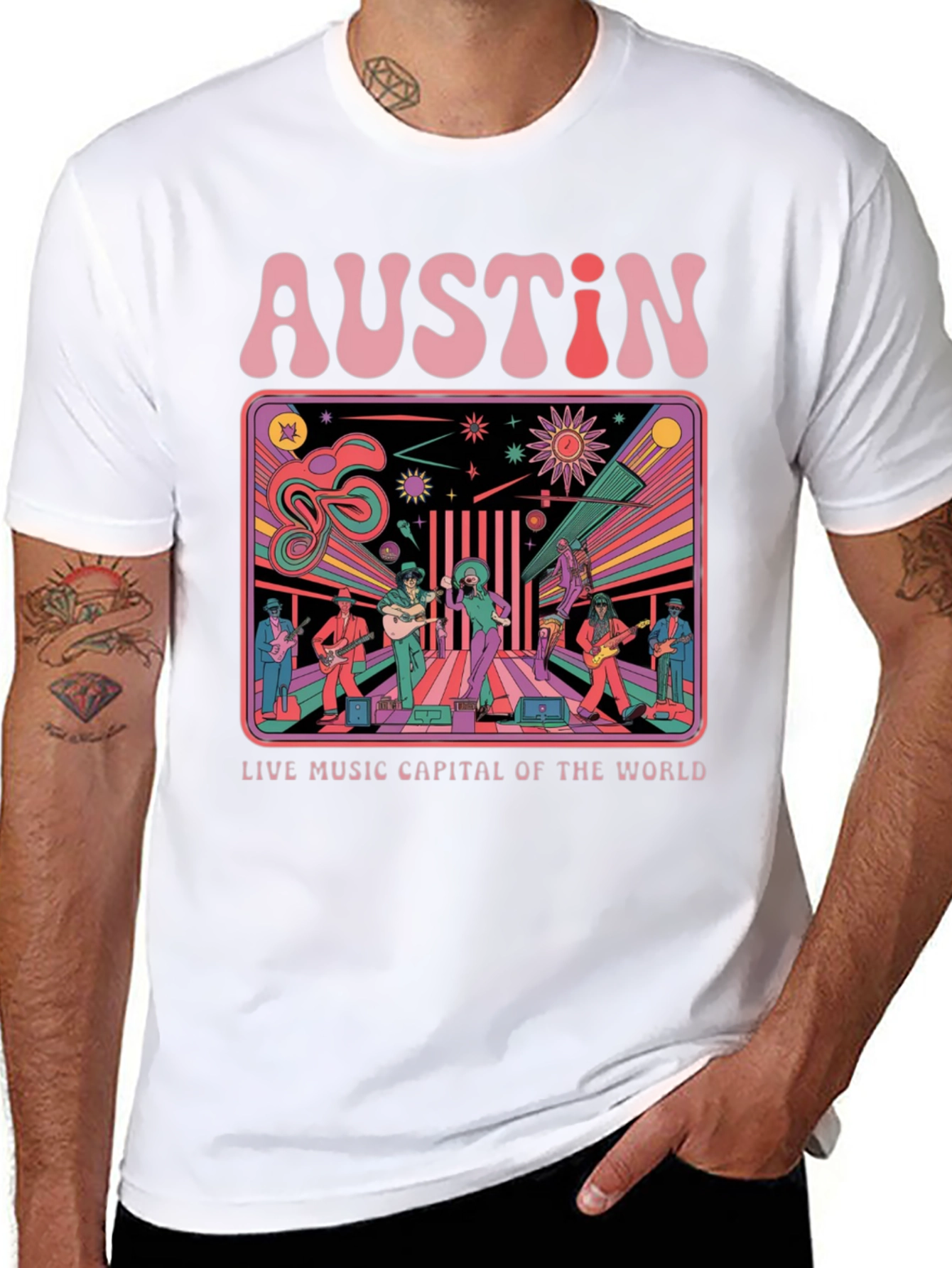 Austin Live Music T-Shirt - Retro Design