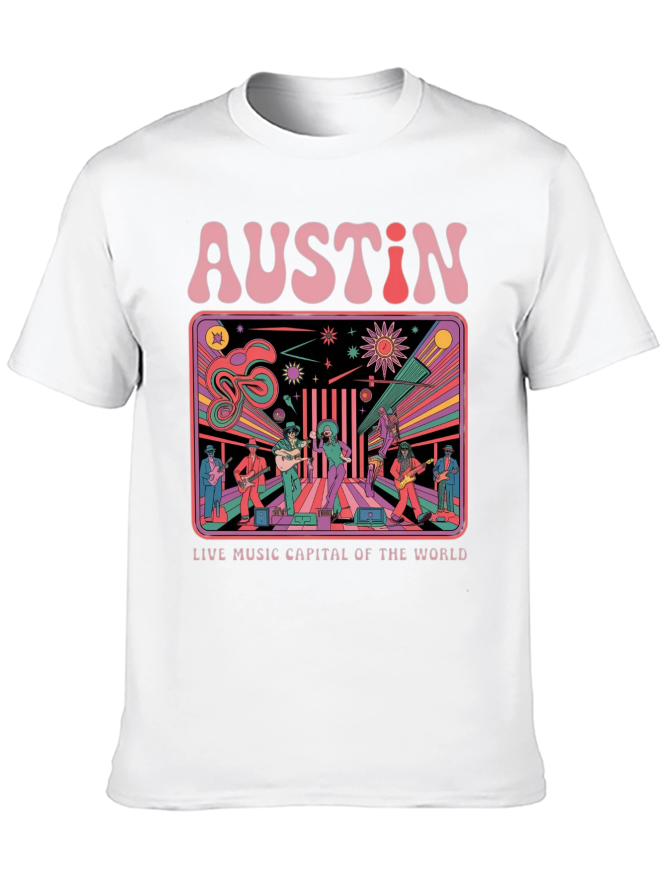 Austin Live Music T-Shirt - Retro Design