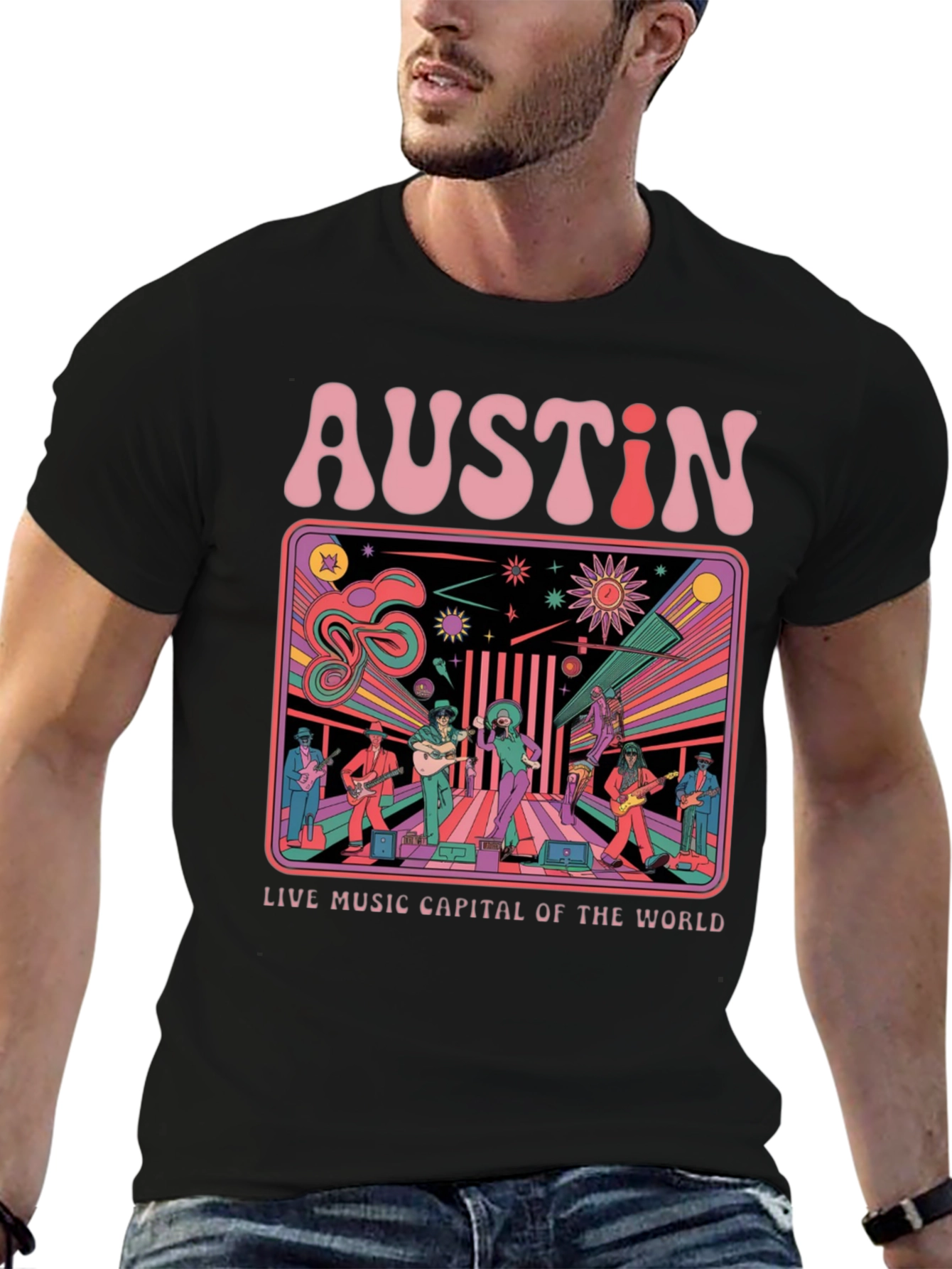 Austin Live Music T-Shirt - Retro Design