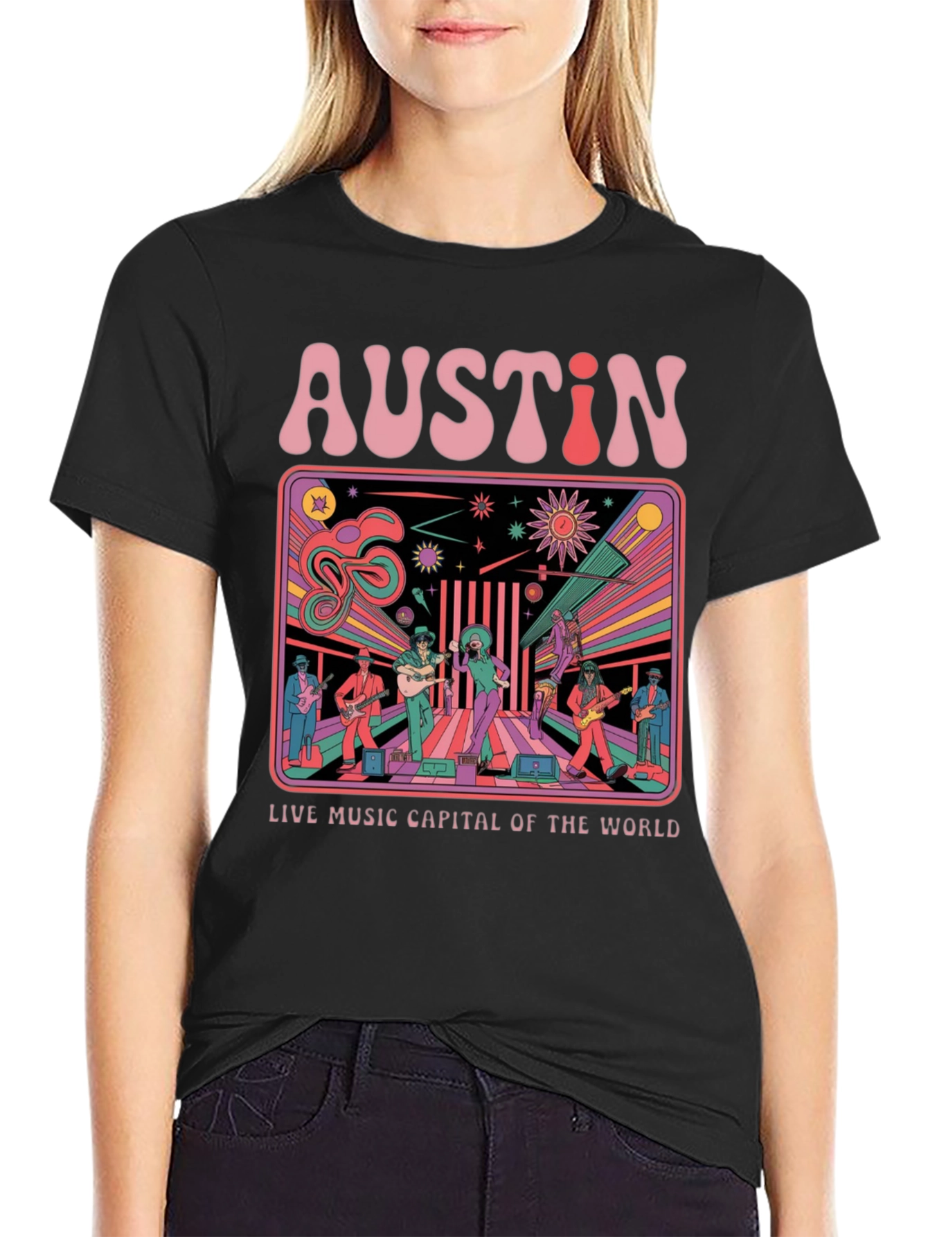 Austin Live Music T-Shirt - Retro Design