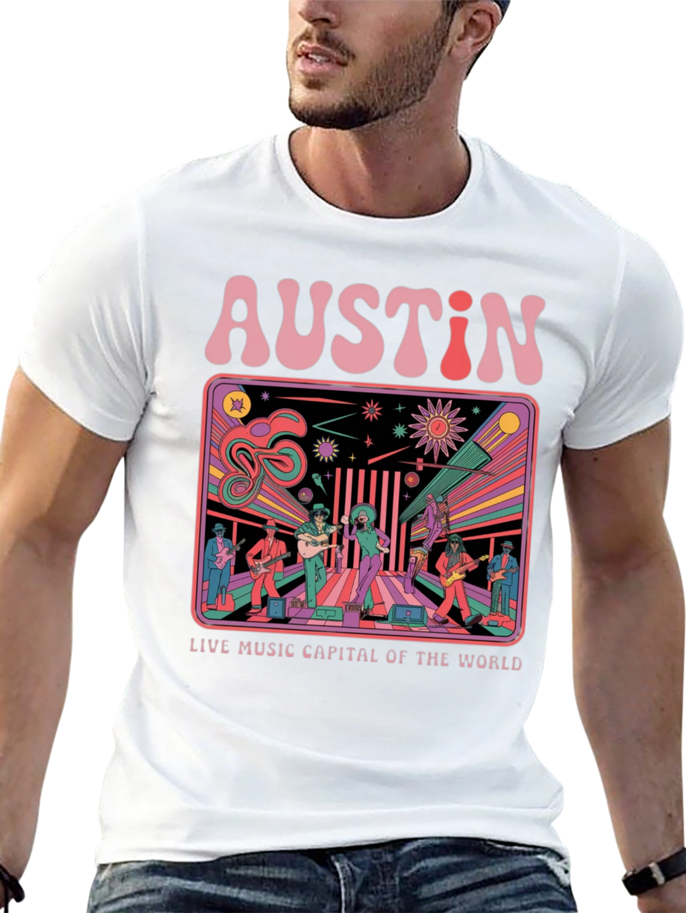 Austin Live Music T-Shirt - Retro Design