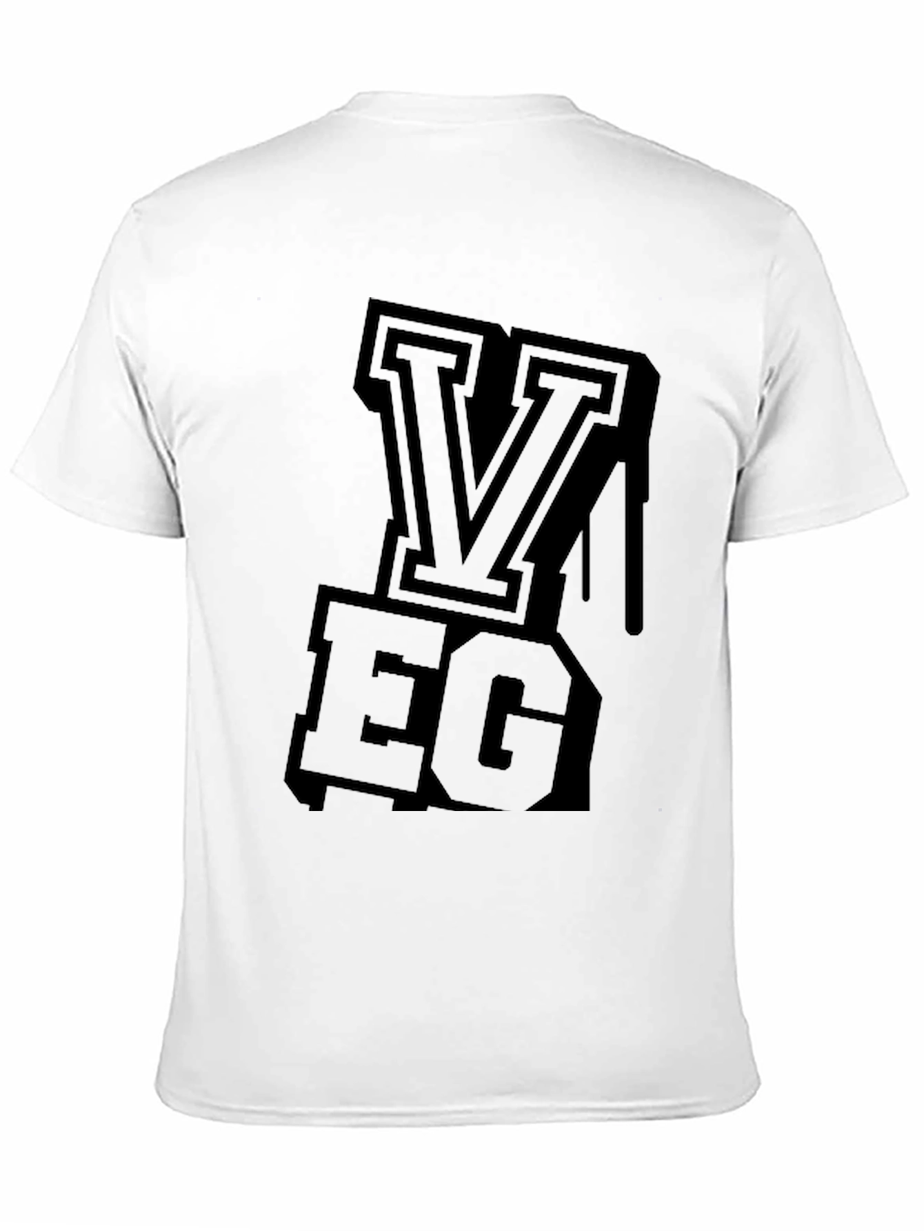 Black VEG Letter Graphic Mens T-Shirt