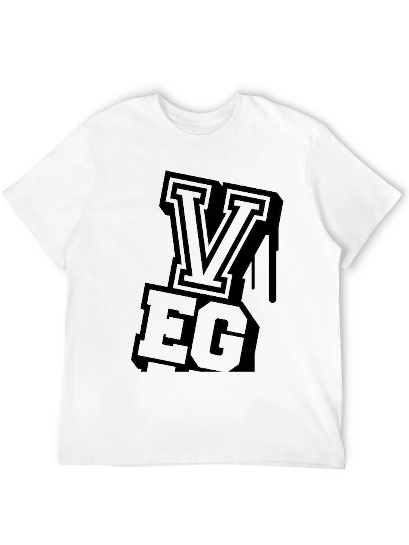 Black VEG Letter Graphic Mens T-Shirt