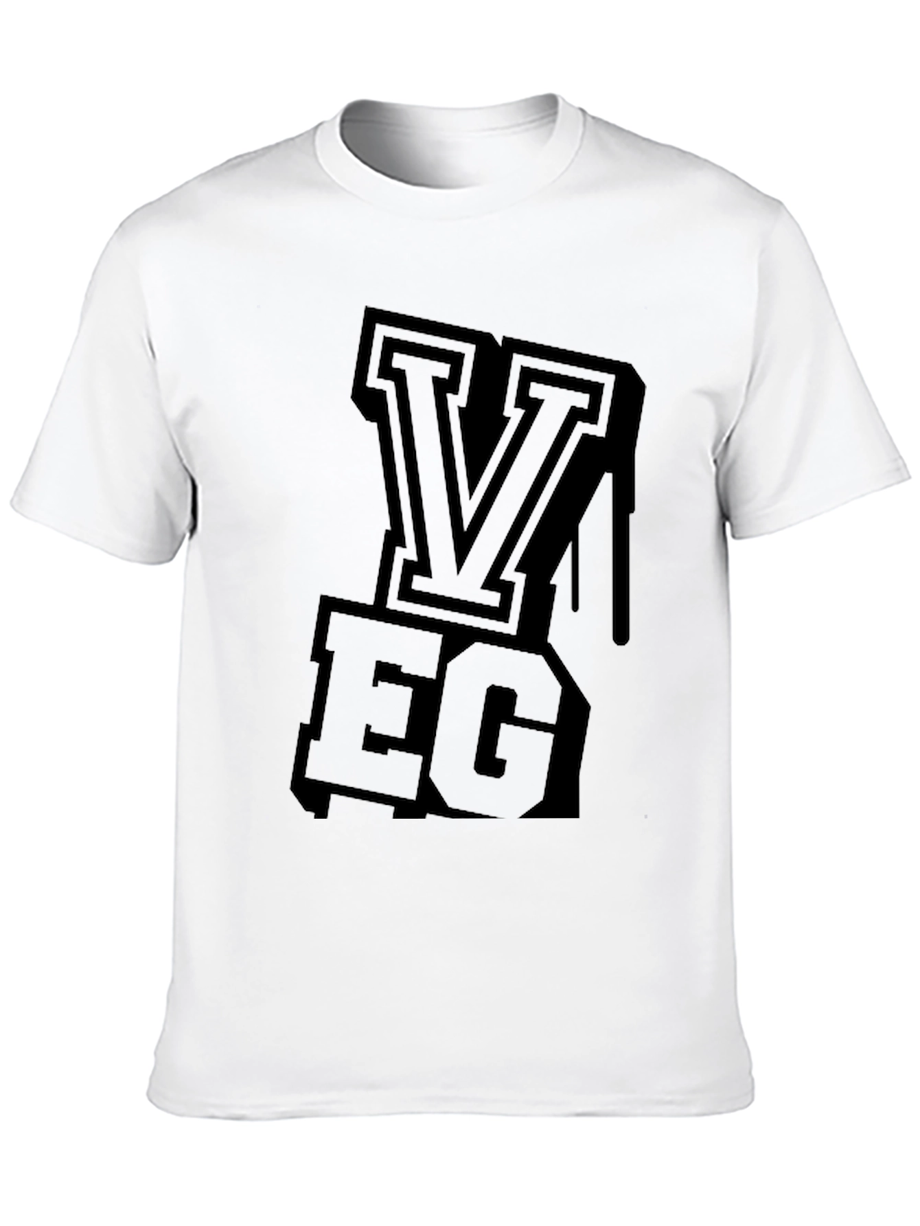 Black VEG Letter Graphic Mens T-Shirt