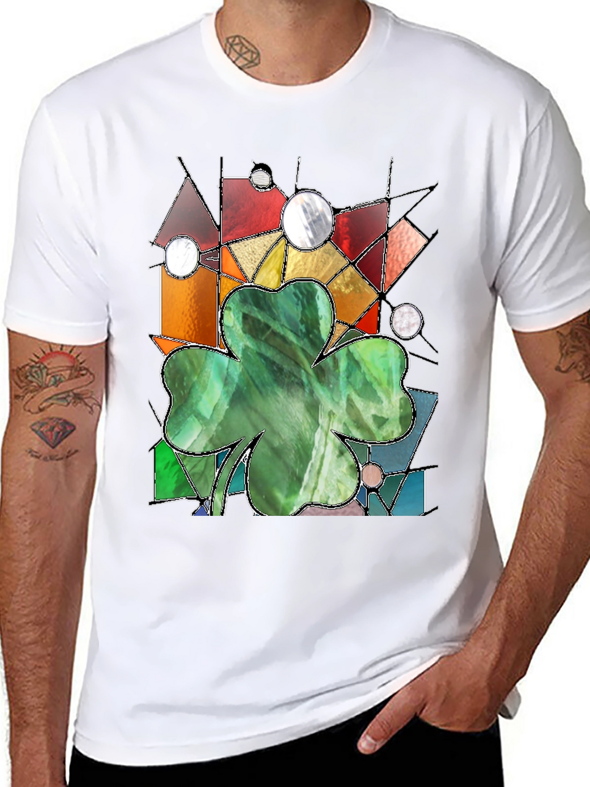 Stained Glass Clover Graphic Tee