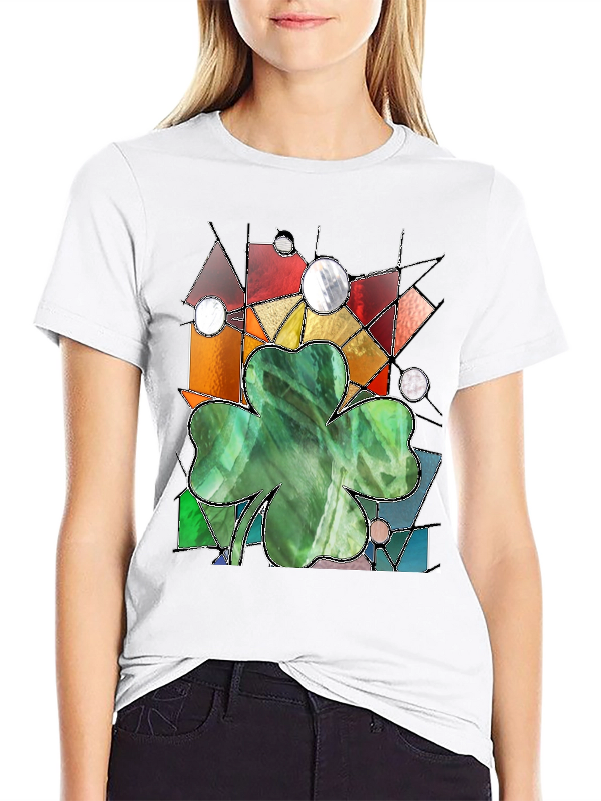 Stained Glass Clover Graphic Tee