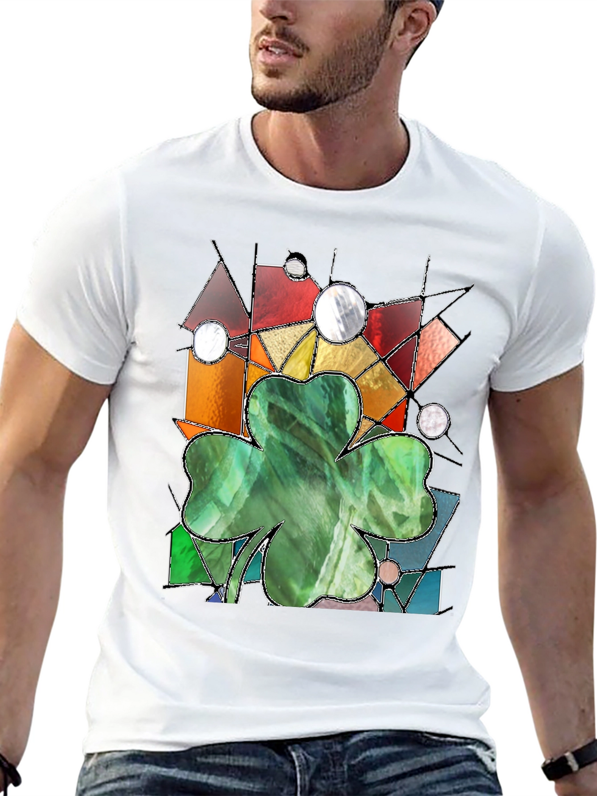 Stained Glass Clover Graphic Tee