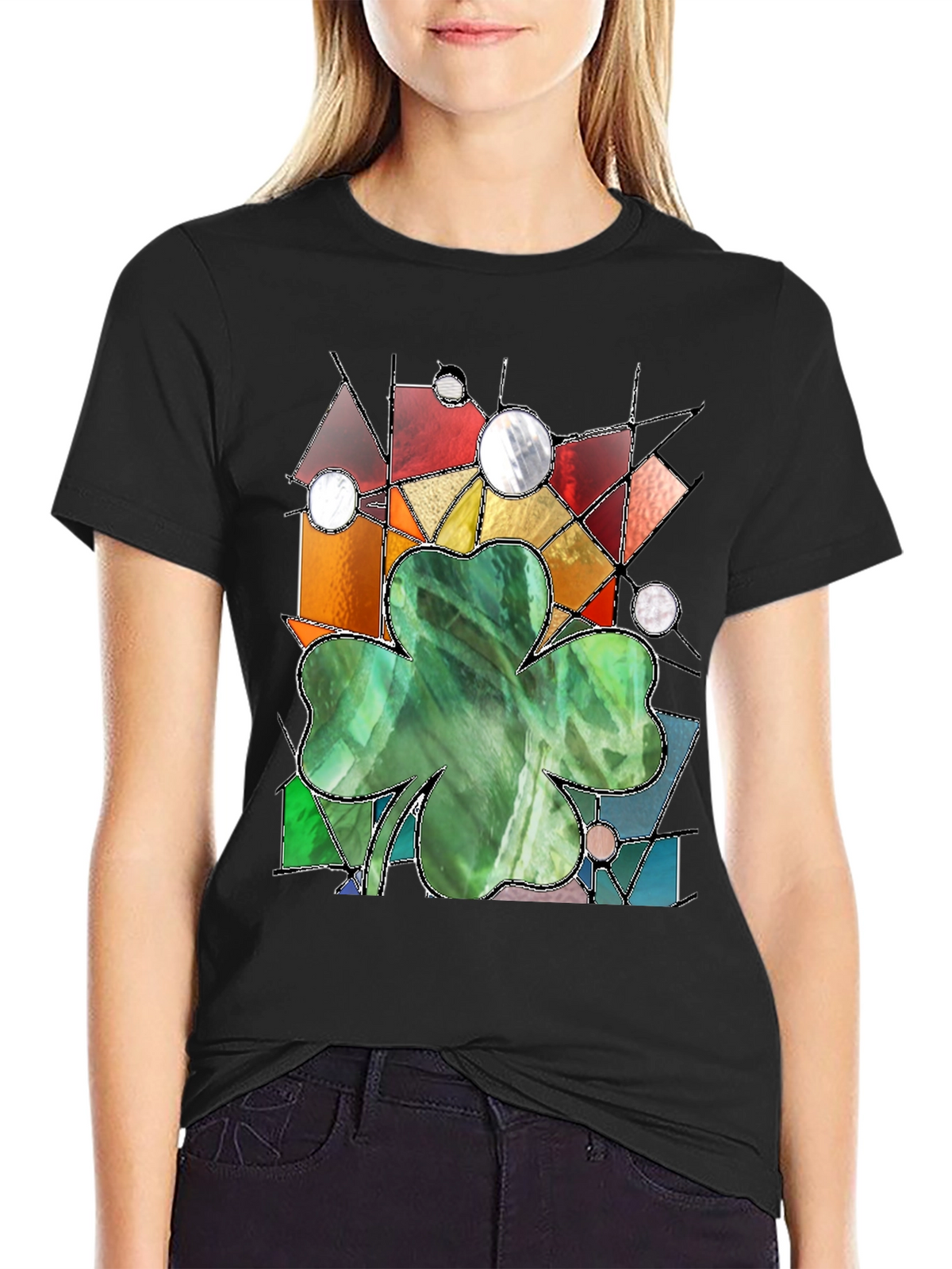 Stained Glass Clover Graphic Tee