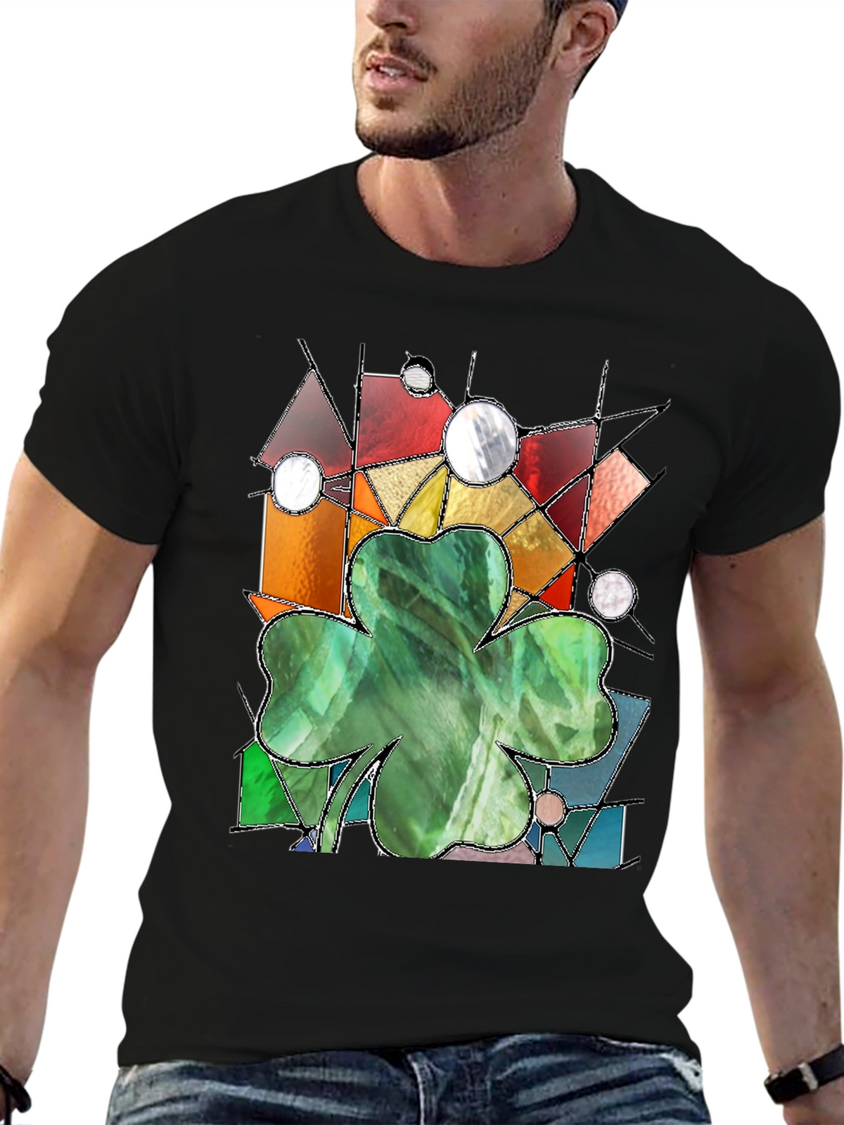 Stained Glass Clover Graphic Tee