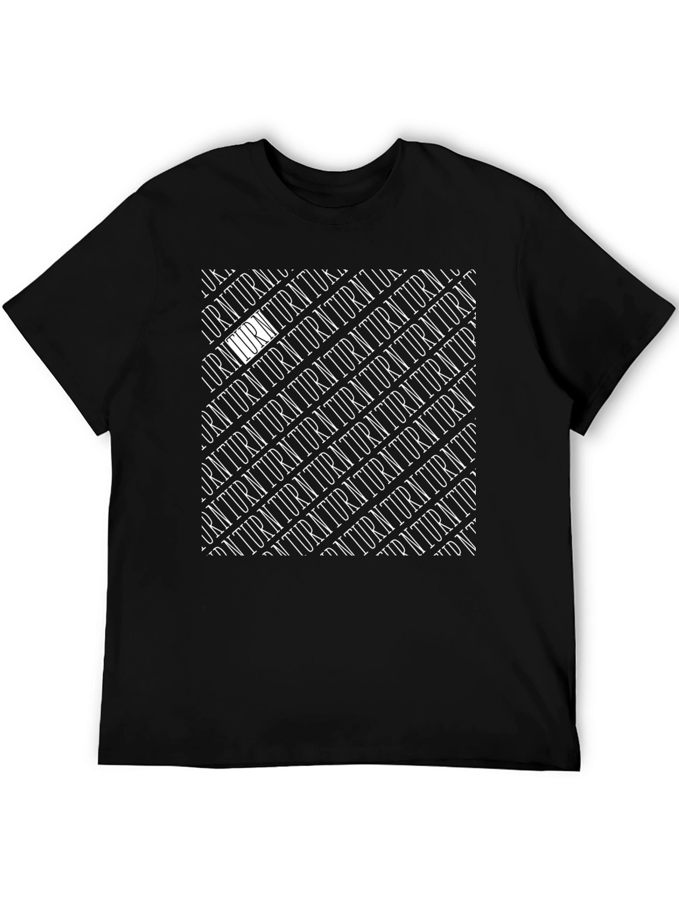 Modern Turn Pattern Black Graphic T-Shirt