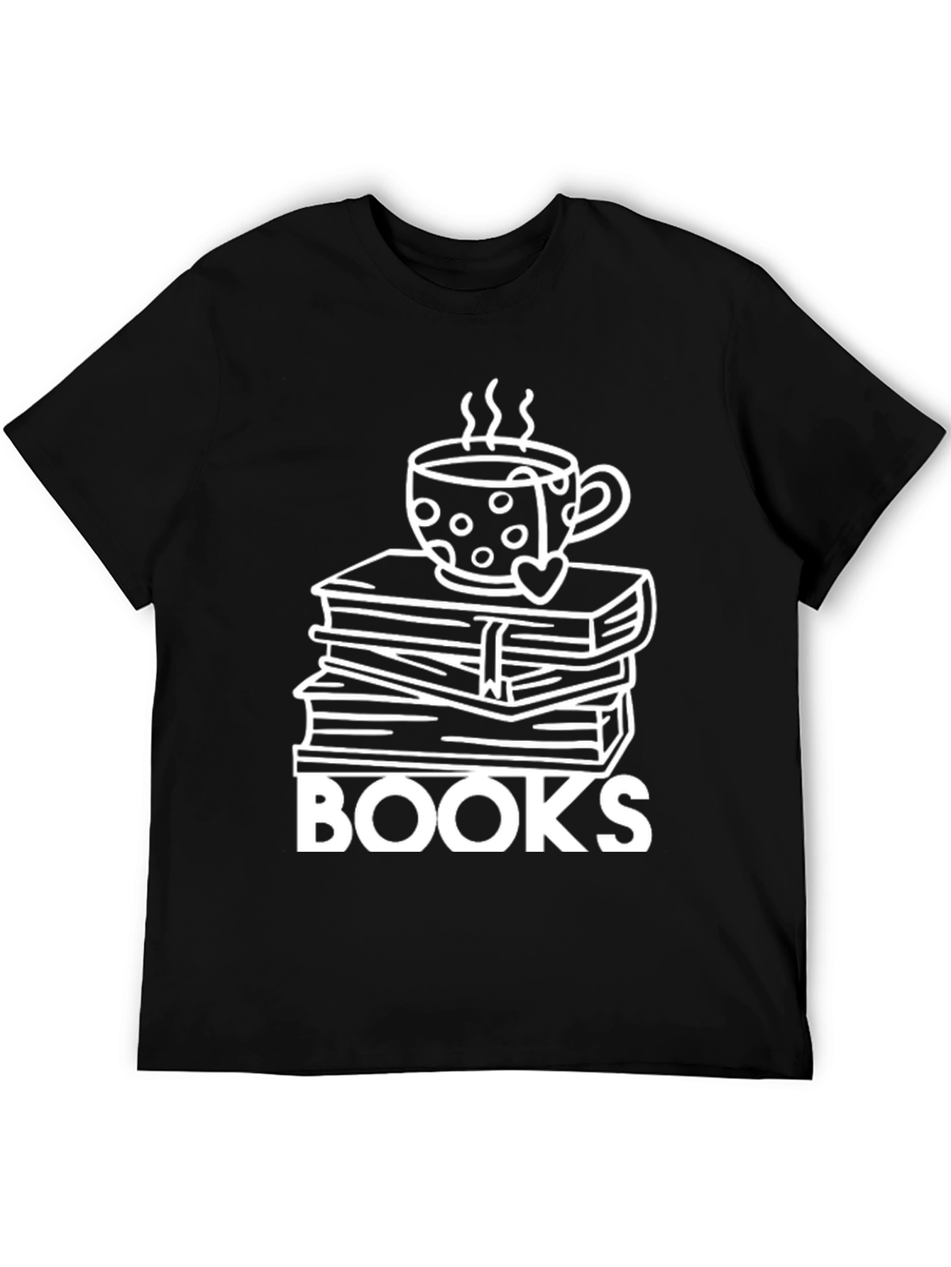 Book Lovers Tee: Stacked Books & Coffee Cup Design