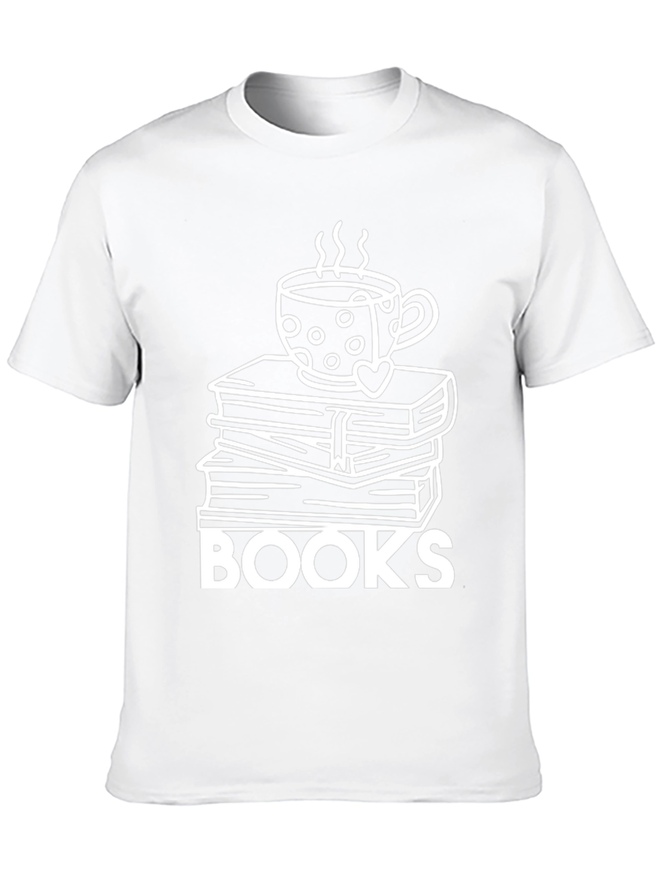 Book Lovers Tee: Stacked Books & Coffee Cup Design