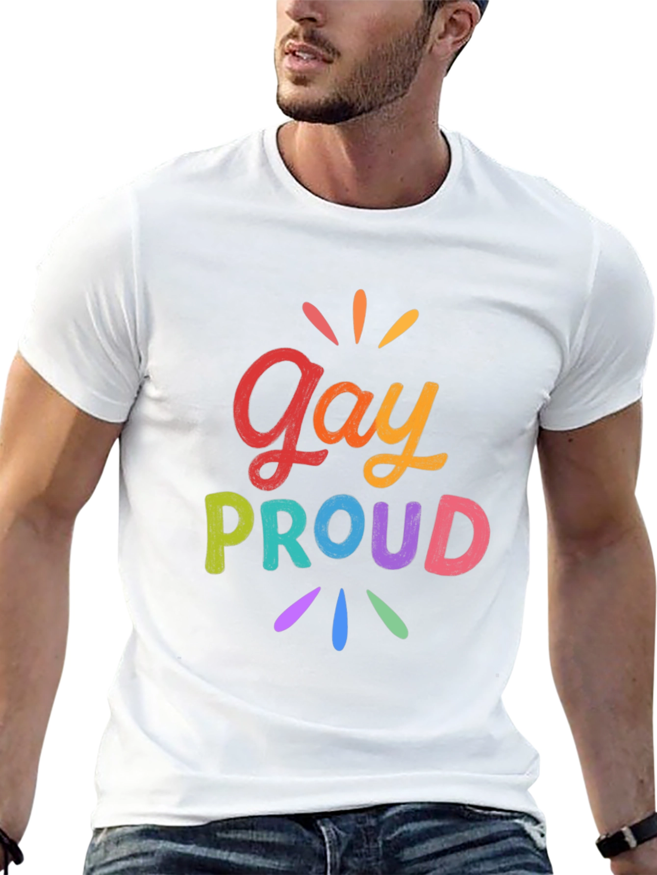 Gay Proud Rainbow Graphic Tee - Black