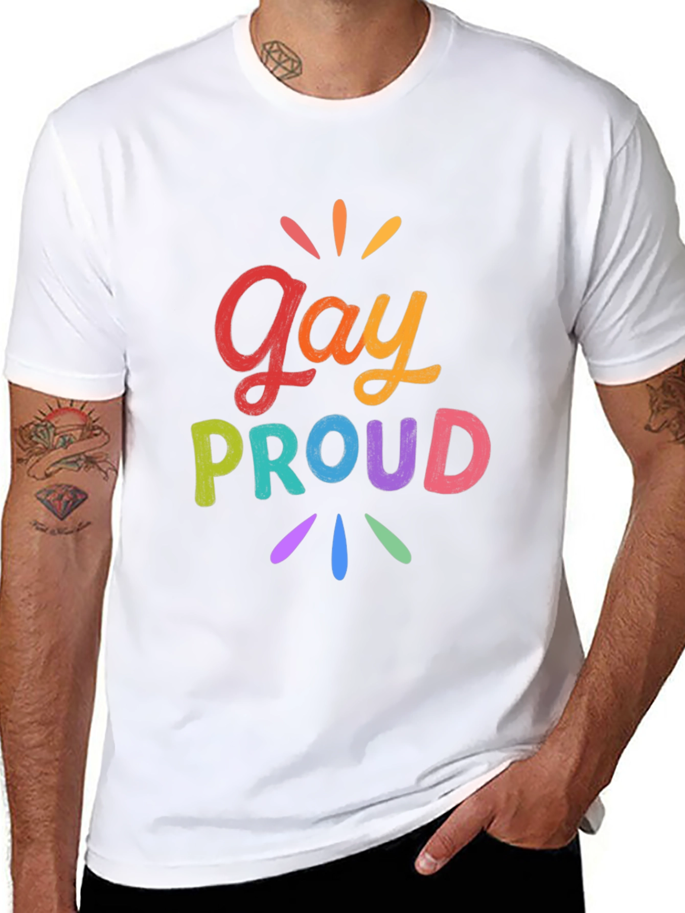 Gay Proud Rainbow Graphic Tee - Black