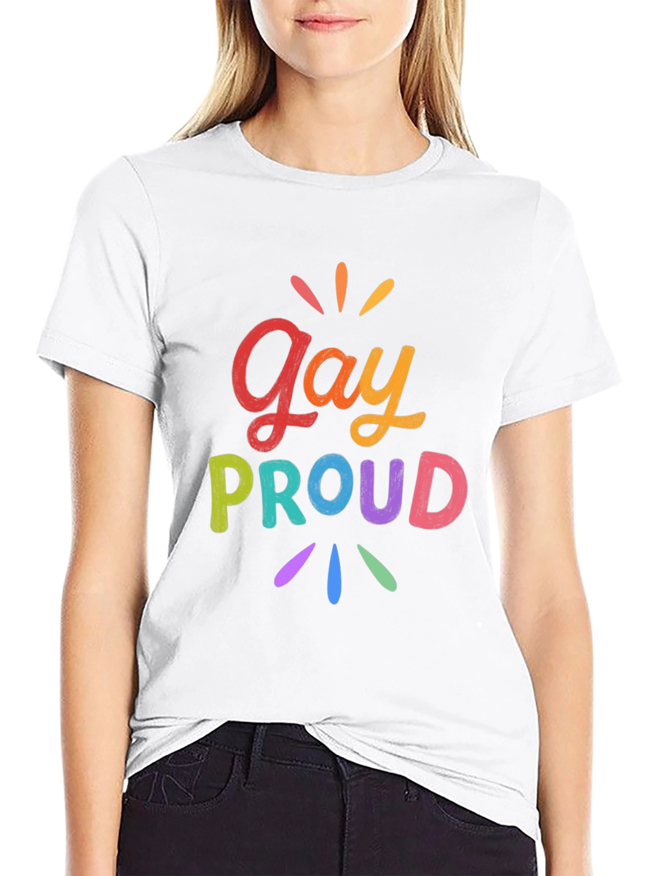 Gay Proud Rainbow Graphic Tee - Black