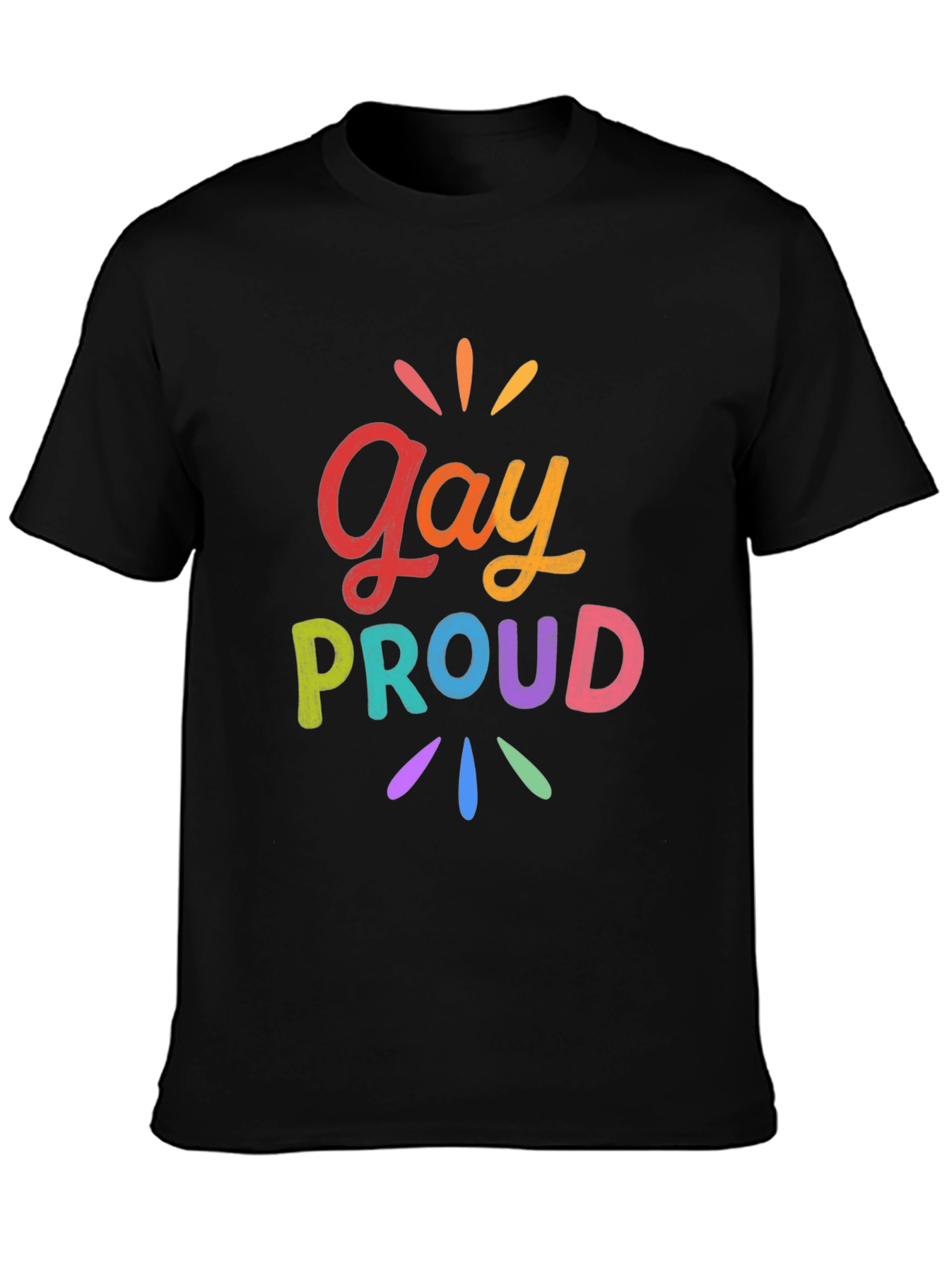 Gay Proud Rainbow Graphic Tee - Black