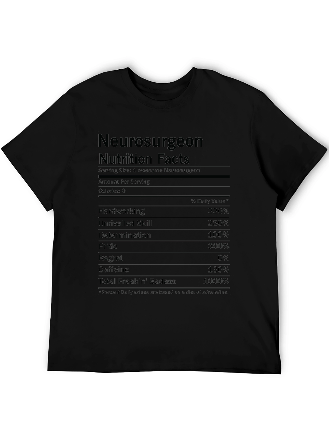 Neurosurgeon Nutrition Facts Funny T-Shirt