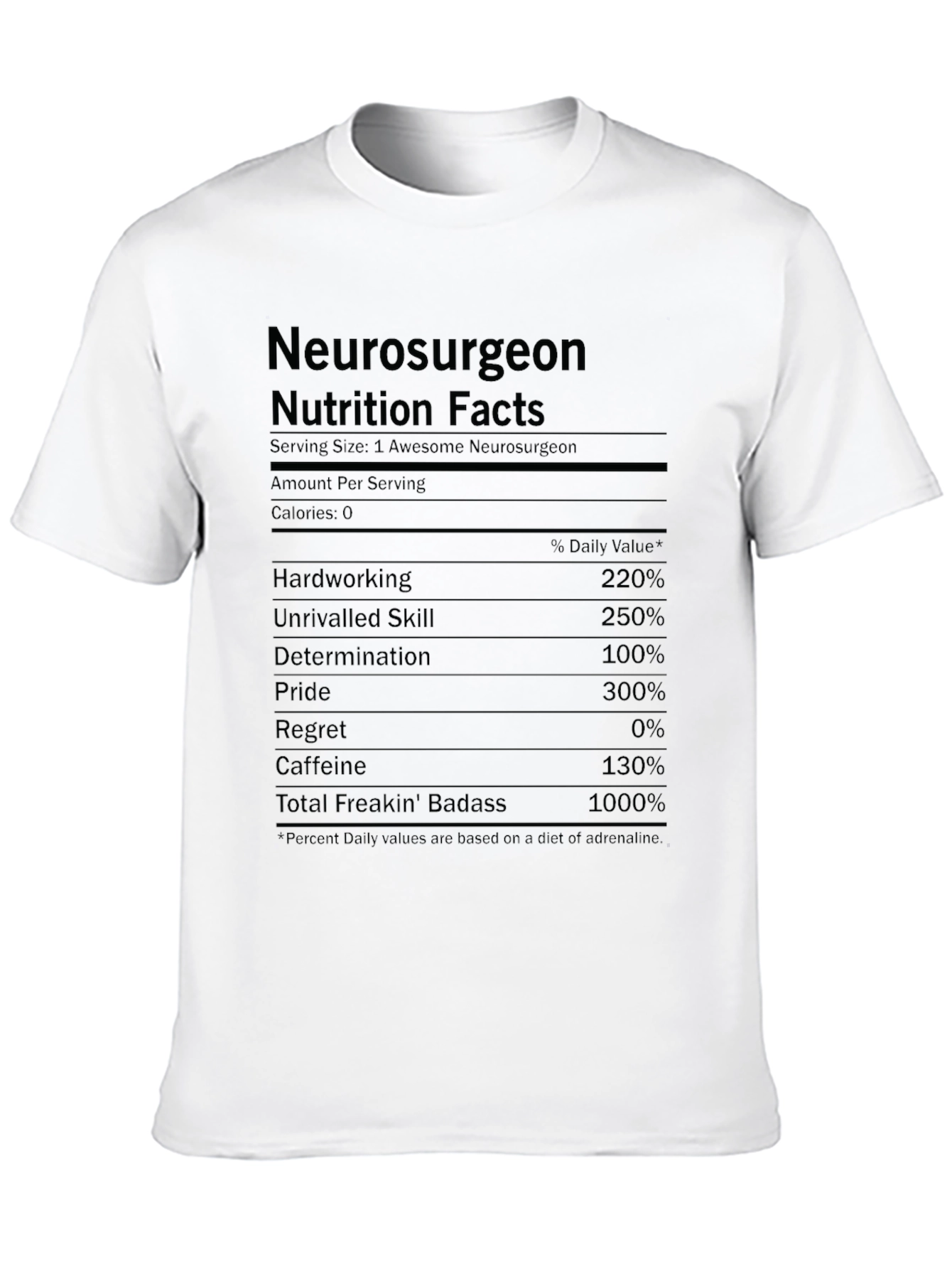 Neurosurgeon Nutrition Facts Funny T-Shirt