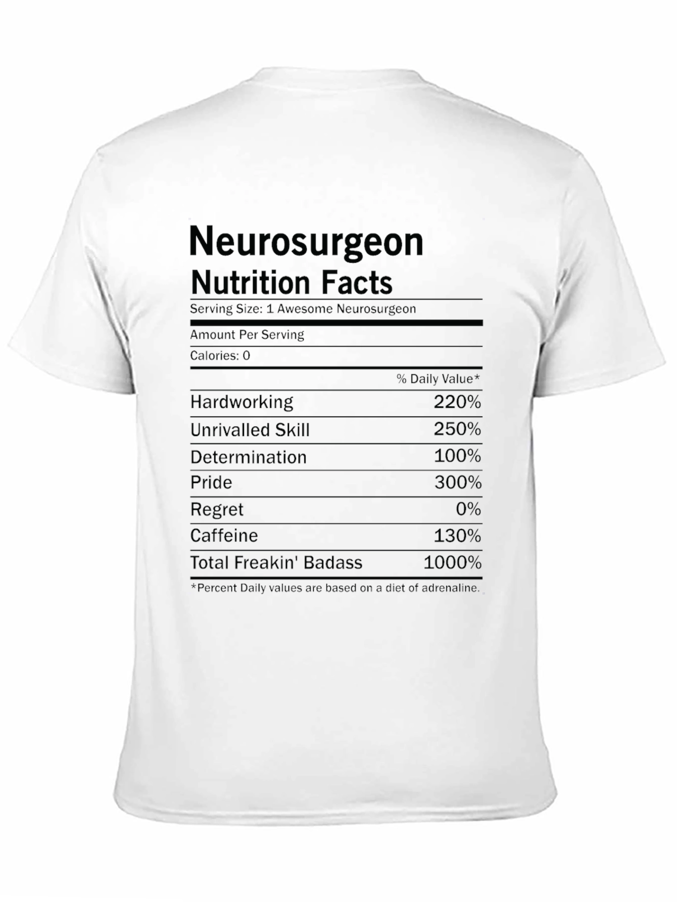 Neurosurgeon Nutrition Facts Funny T-Shirt